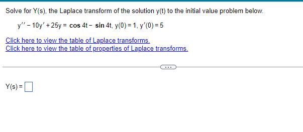 Solve for Y(s), the Laplace transform of the