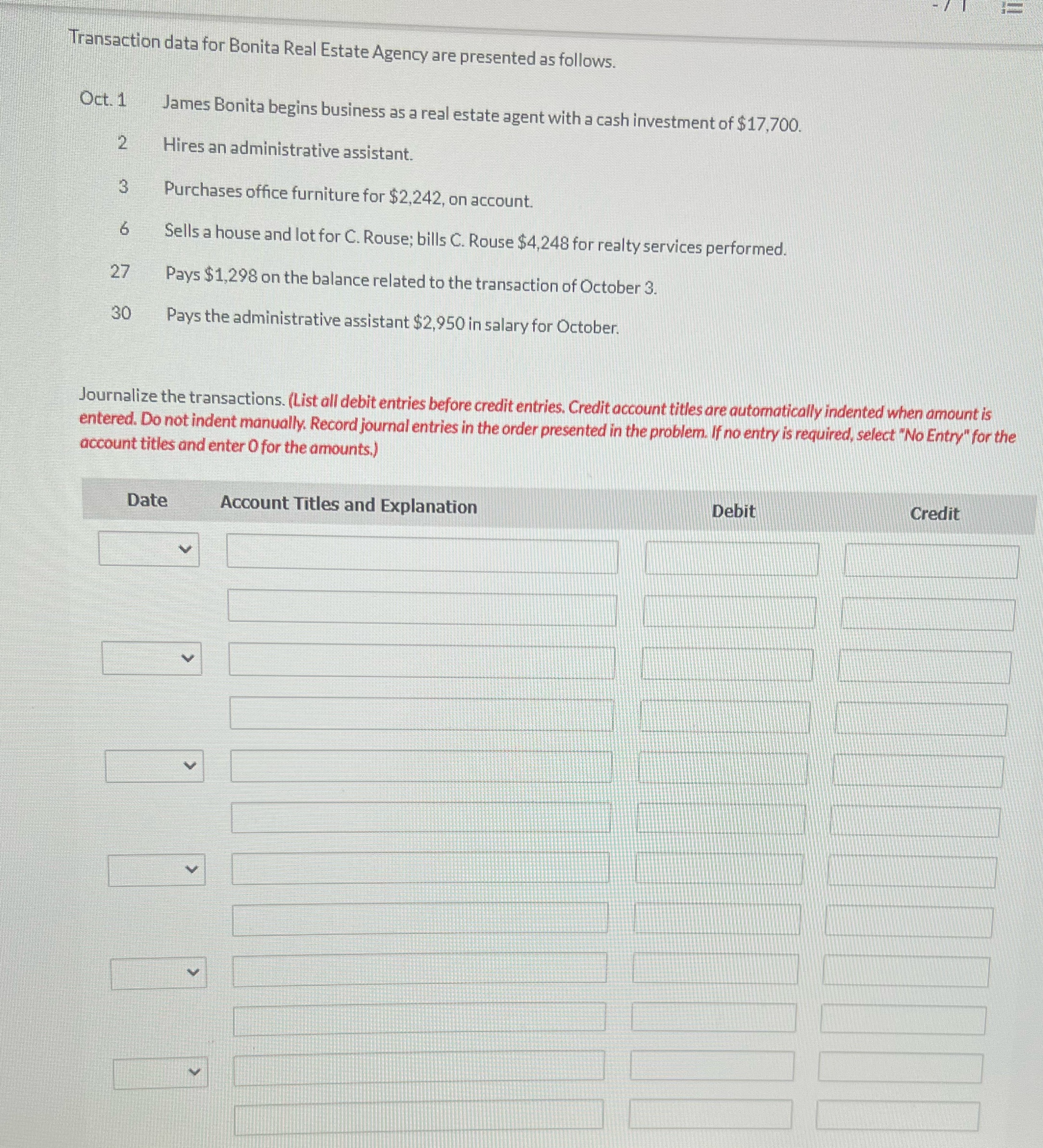 Transaction data for Bonita Real Estate Agency