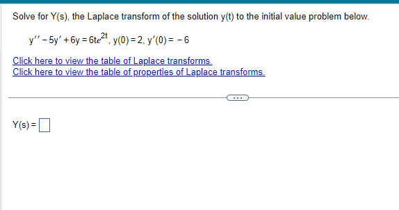 Solve for Y(s), the Laplace transform of the