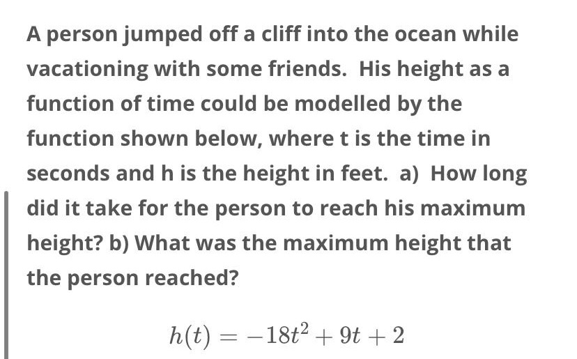 A person jumped off a cliff into the ocean while