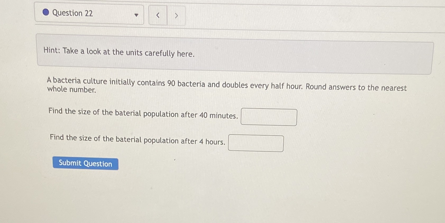 Question 22 <  style=