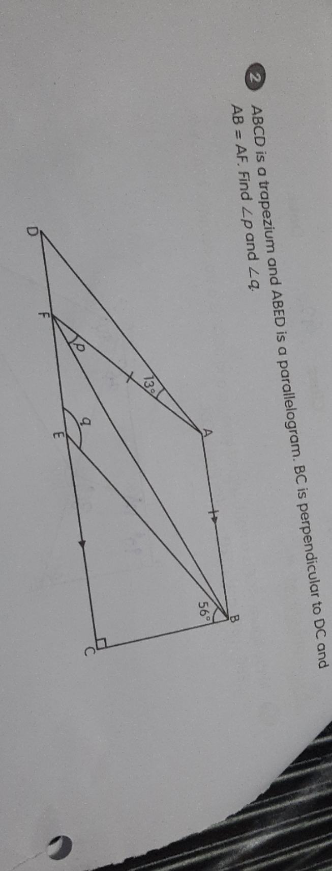 i need help ABCD is a trapezium and ABED is a