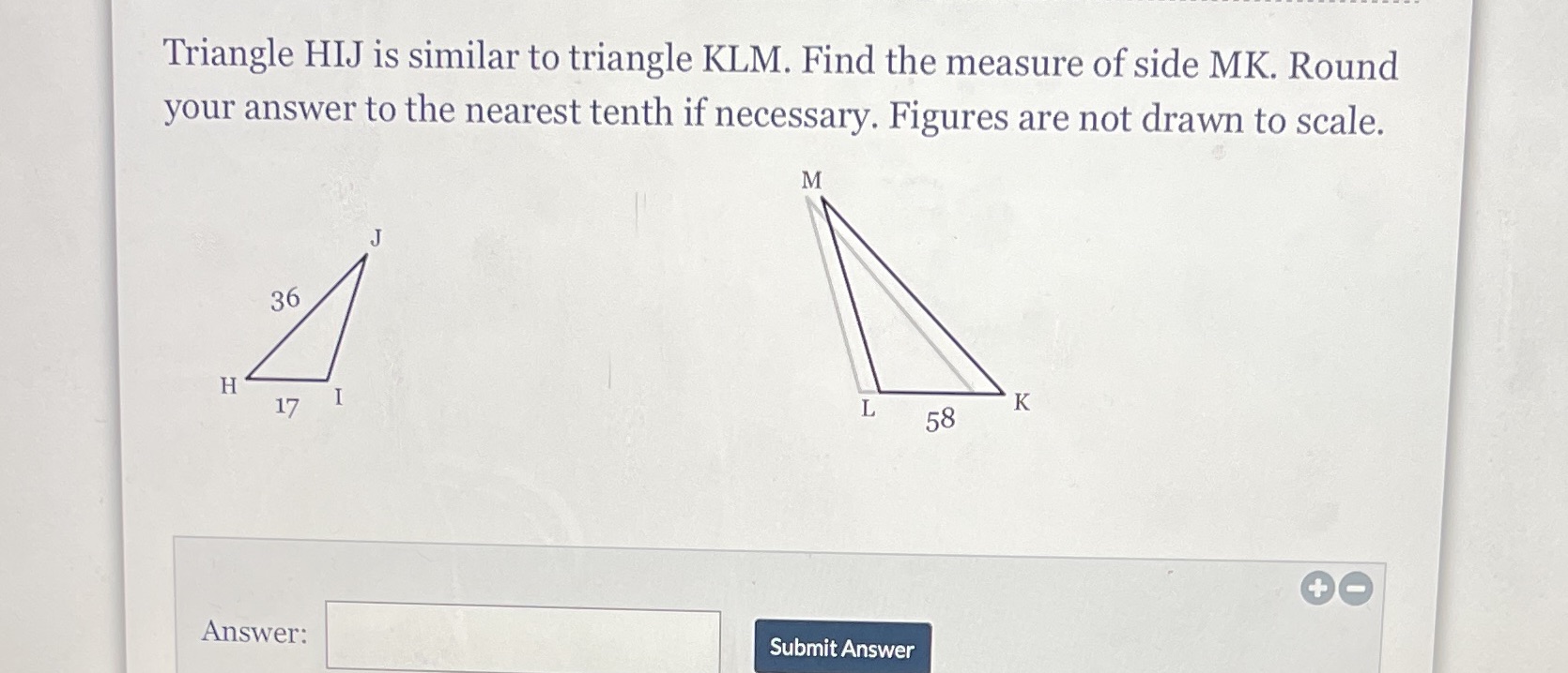 Find the measure of side MK and show work