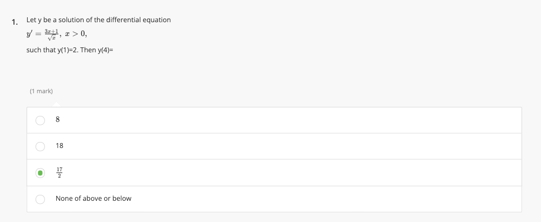 1 _ Let y be a solution of the differential