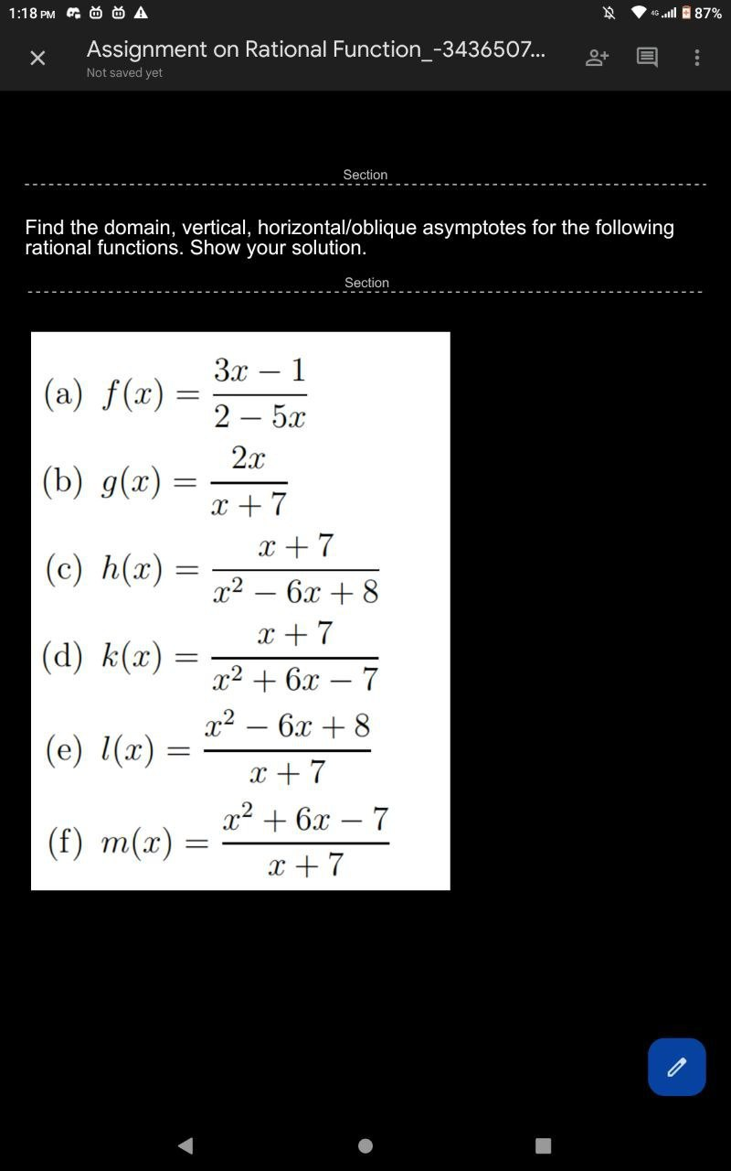 1:18 PM G. @ @ A sc .all # 87% X Assignment on