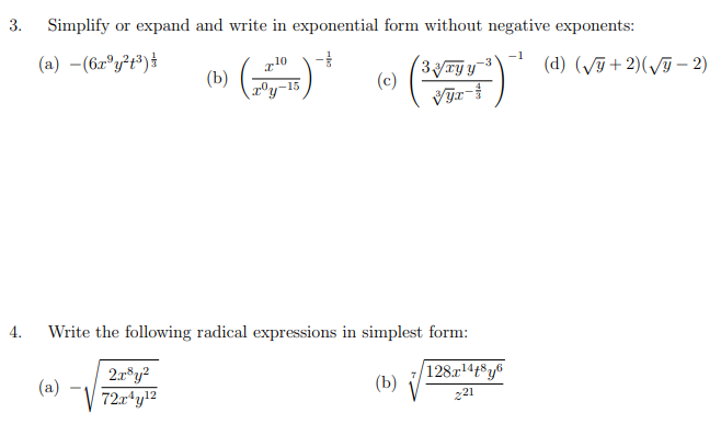 3. Simplify or expand and write in exponential