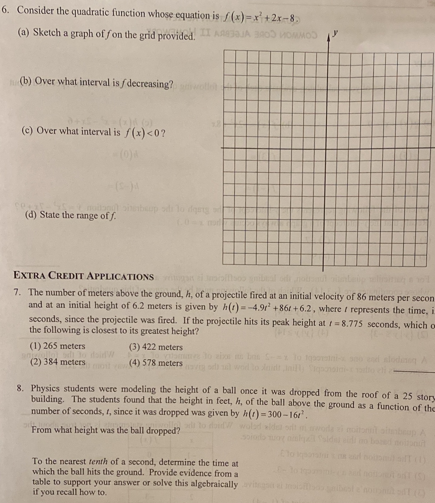 6. Consider the quadratic function whose equation