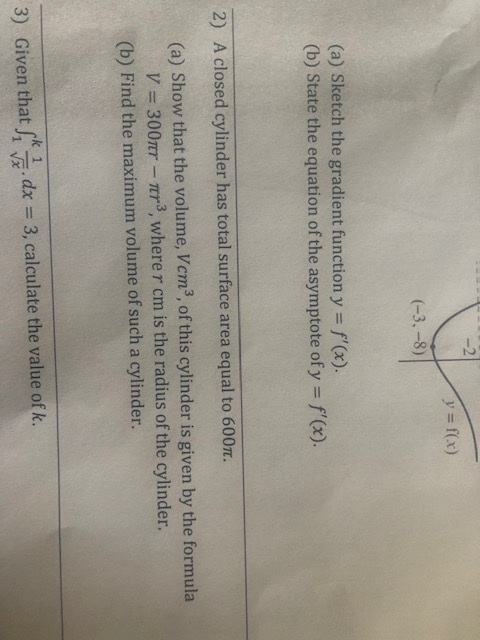 y = f(x) (-3, -8) (a) Sketch the gradient
