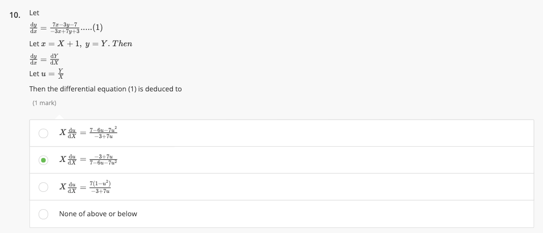 10. Let dy 7x-3y-7 dr -3x+7y+3 ..... (1) Let x =