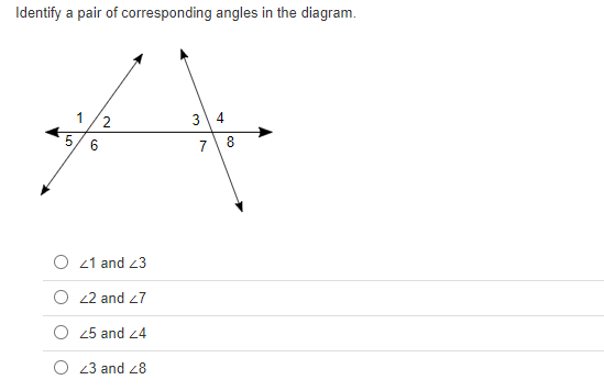 Number 1. Identify a pair of alternate interior