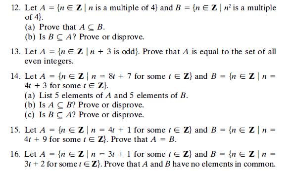 1. Describe the following nite sets by listing
