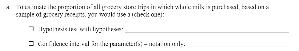 a. To estimate the proportion of all grocery