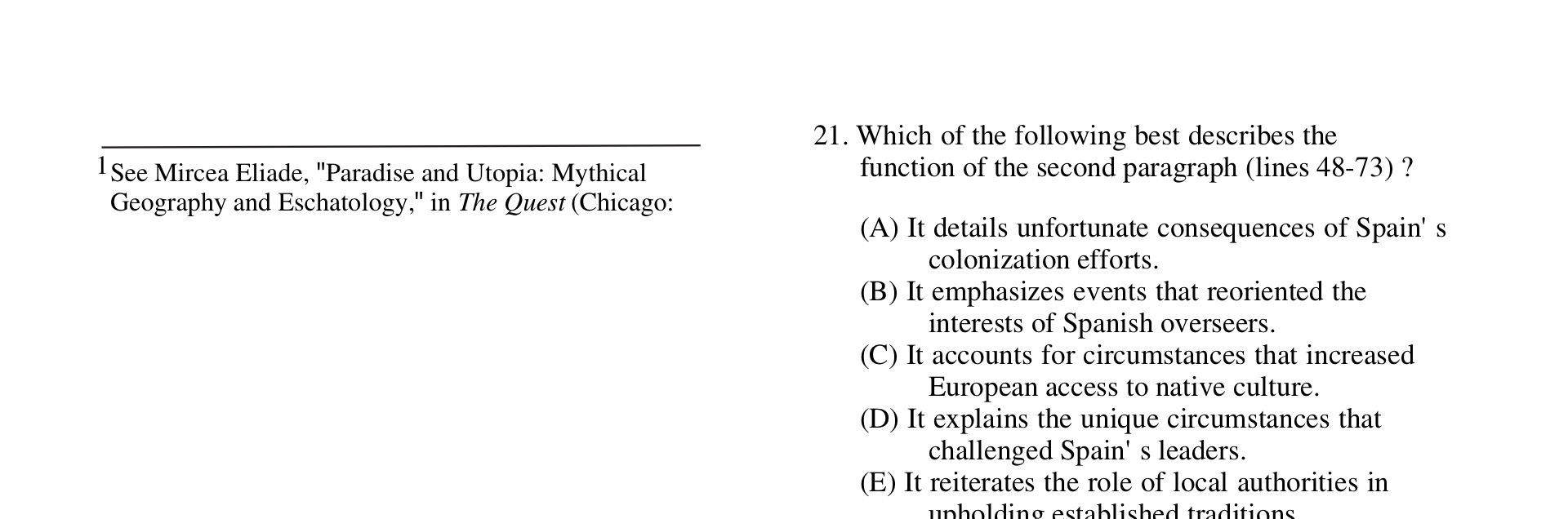 21. Which of the following best describes the See