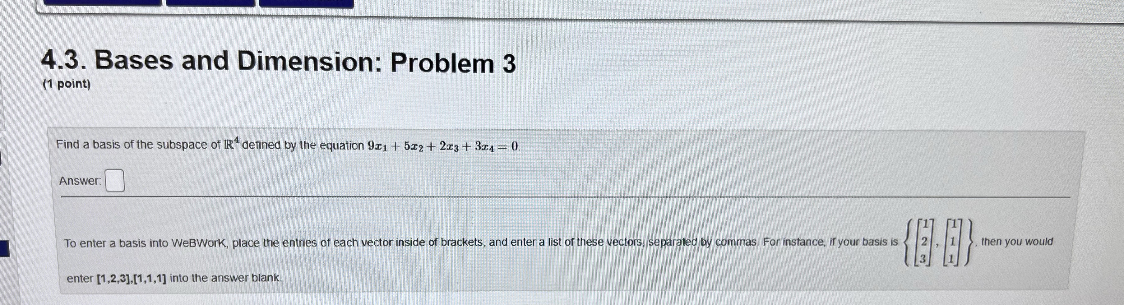 How would I solve this? 4.3. Bases and Dimension: