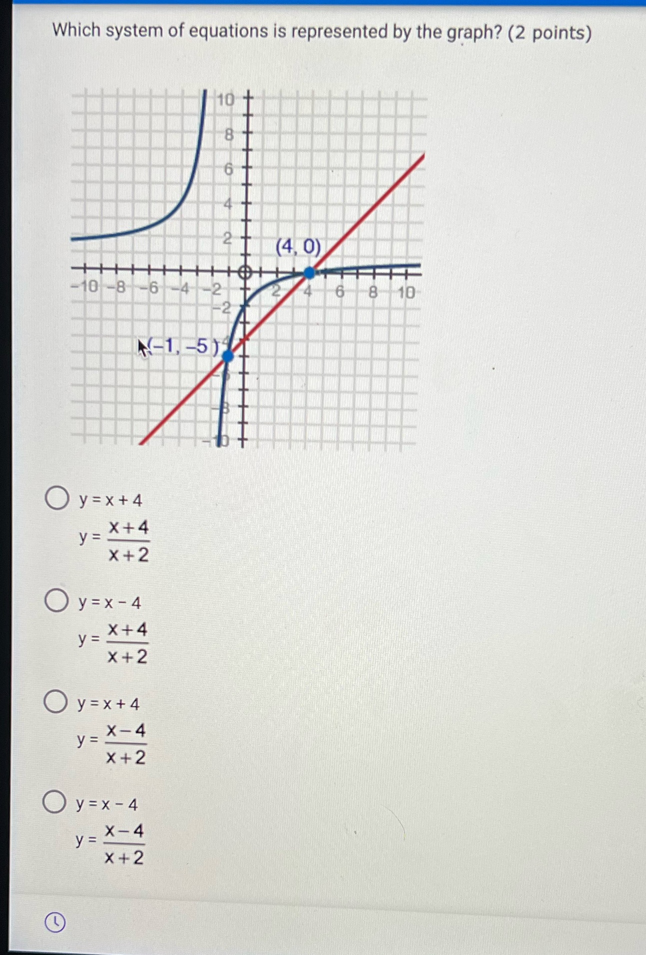 Which system of equations is represented by the