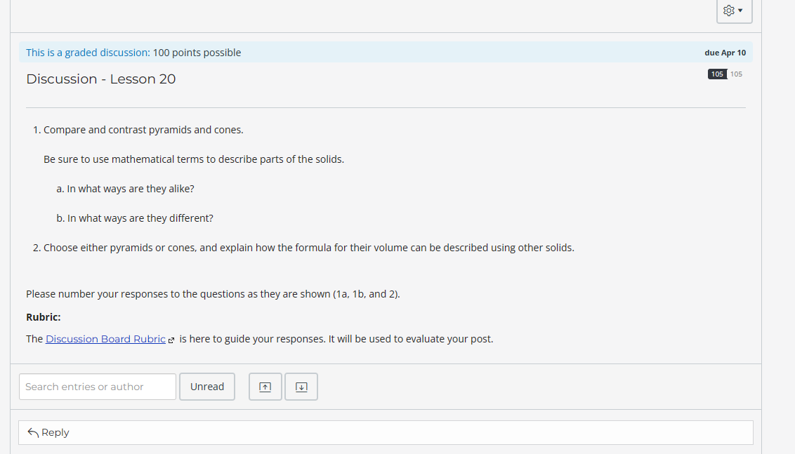 This is a graded discussion: 100 points possible