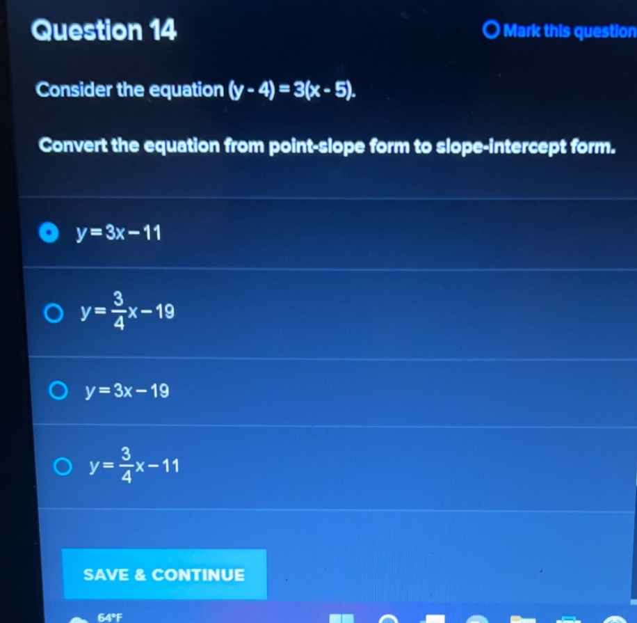 Convert the equation from point-slope form to