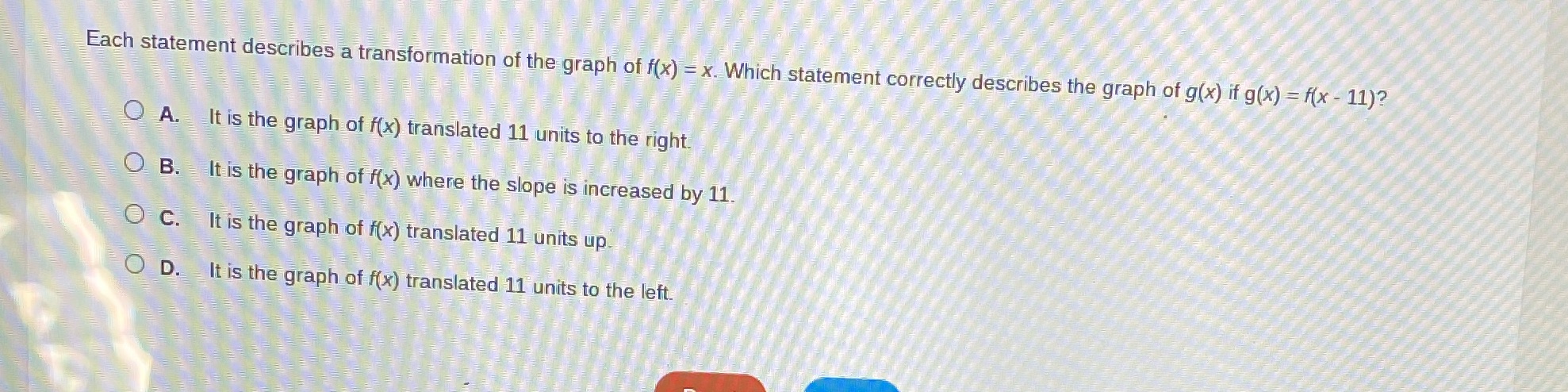 Each statement describes a transformation of the