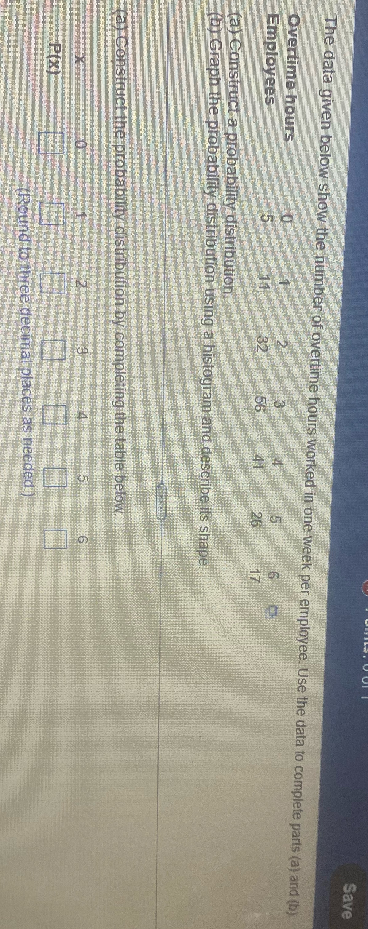 Save The data given below show the number of