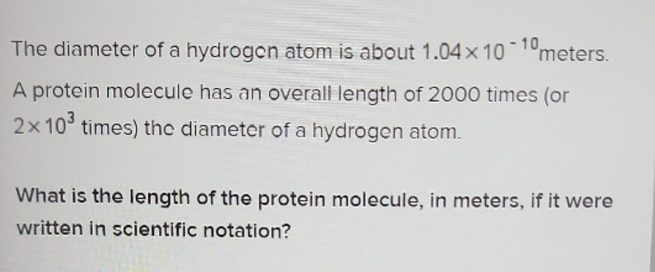 length in meters The diameter of a hydrogen atom