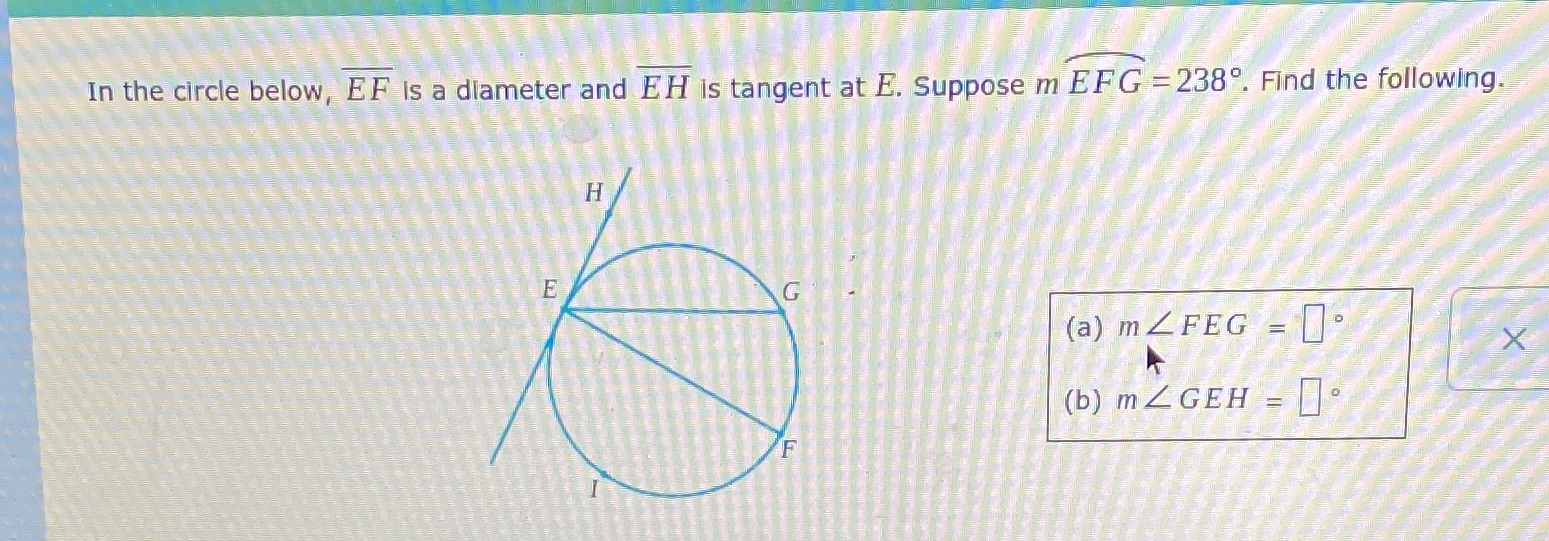In the circle below, EF is a diameter and EH is