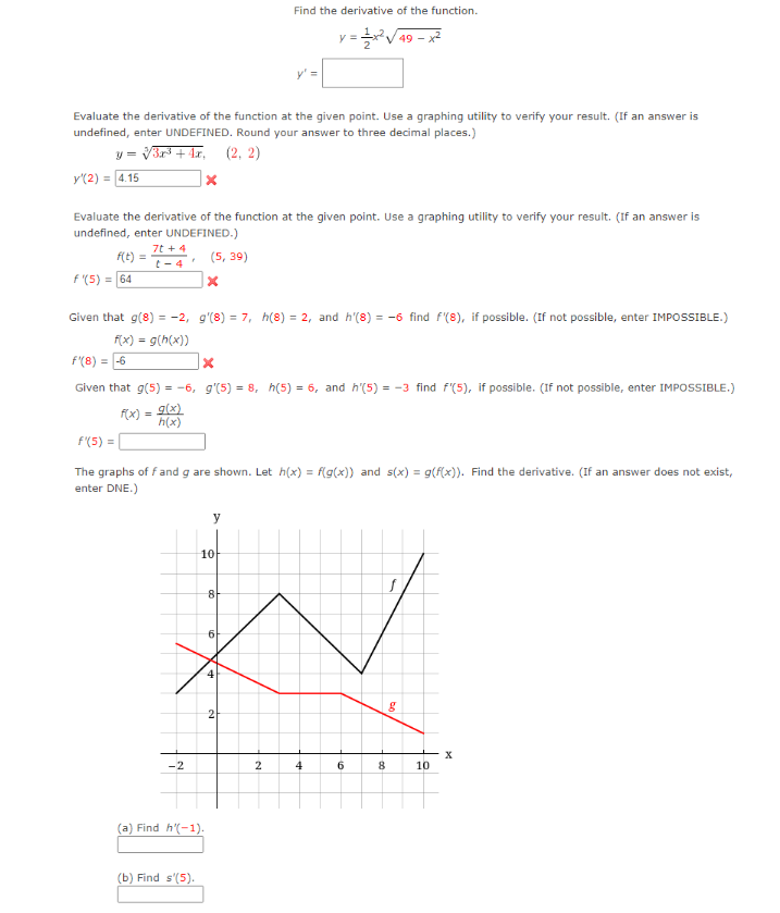 Find the derivative of the function. V = =x3V 49