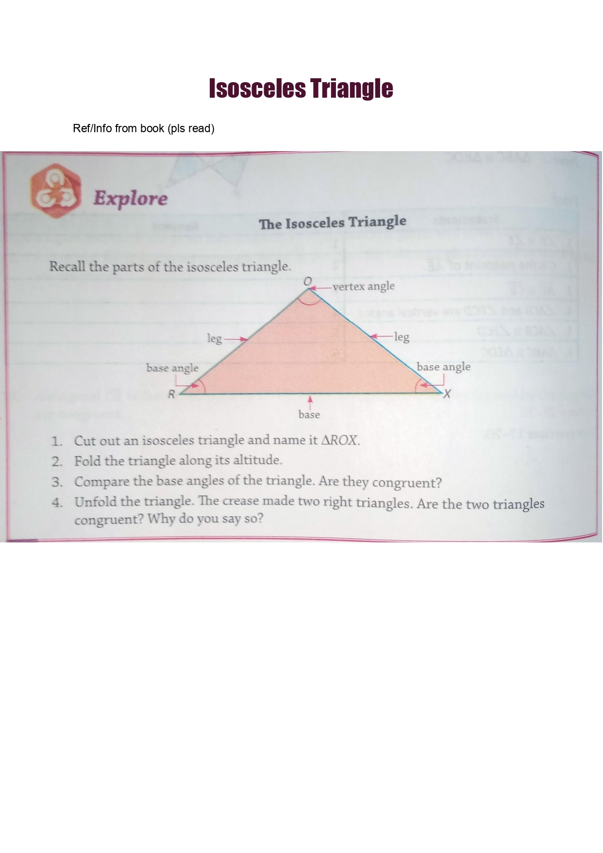 TOPIC: Isosceles Triangle Isosceles Triangle
