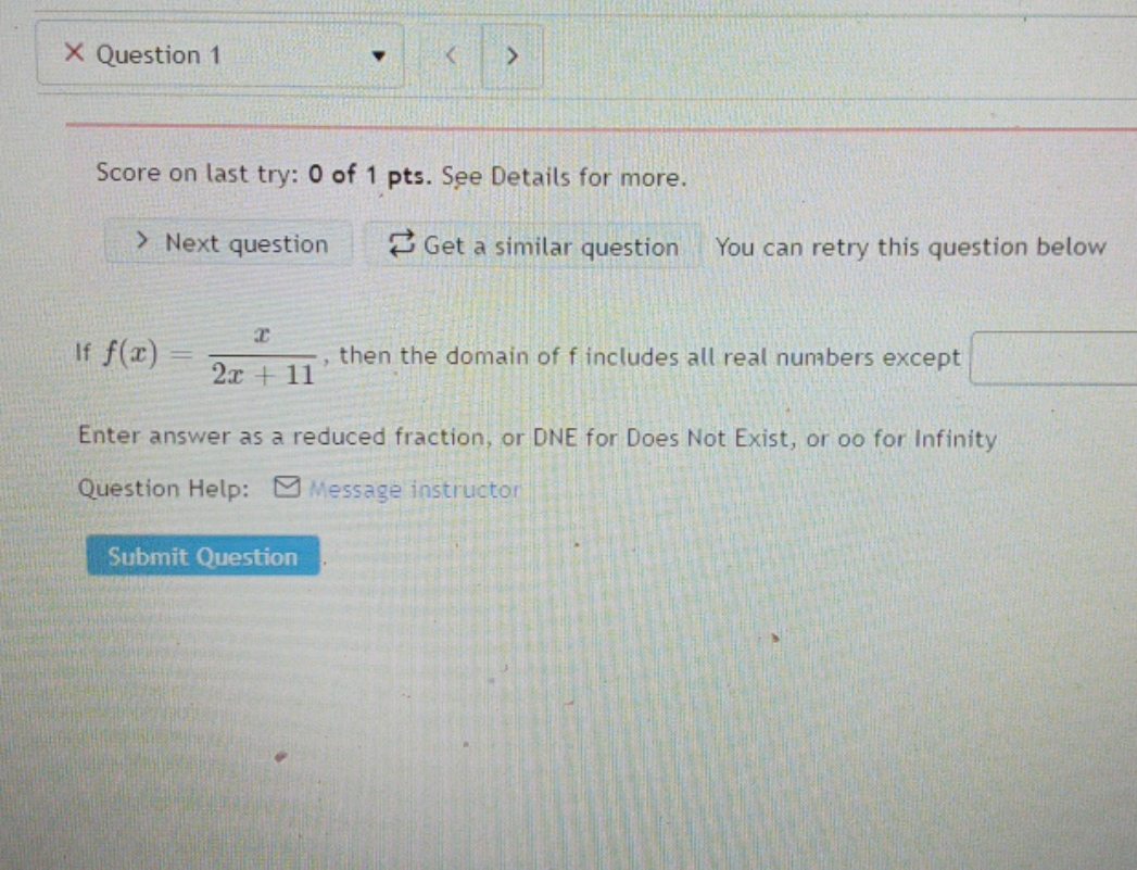 ??????????????? X Question 1 Score on last try: 0