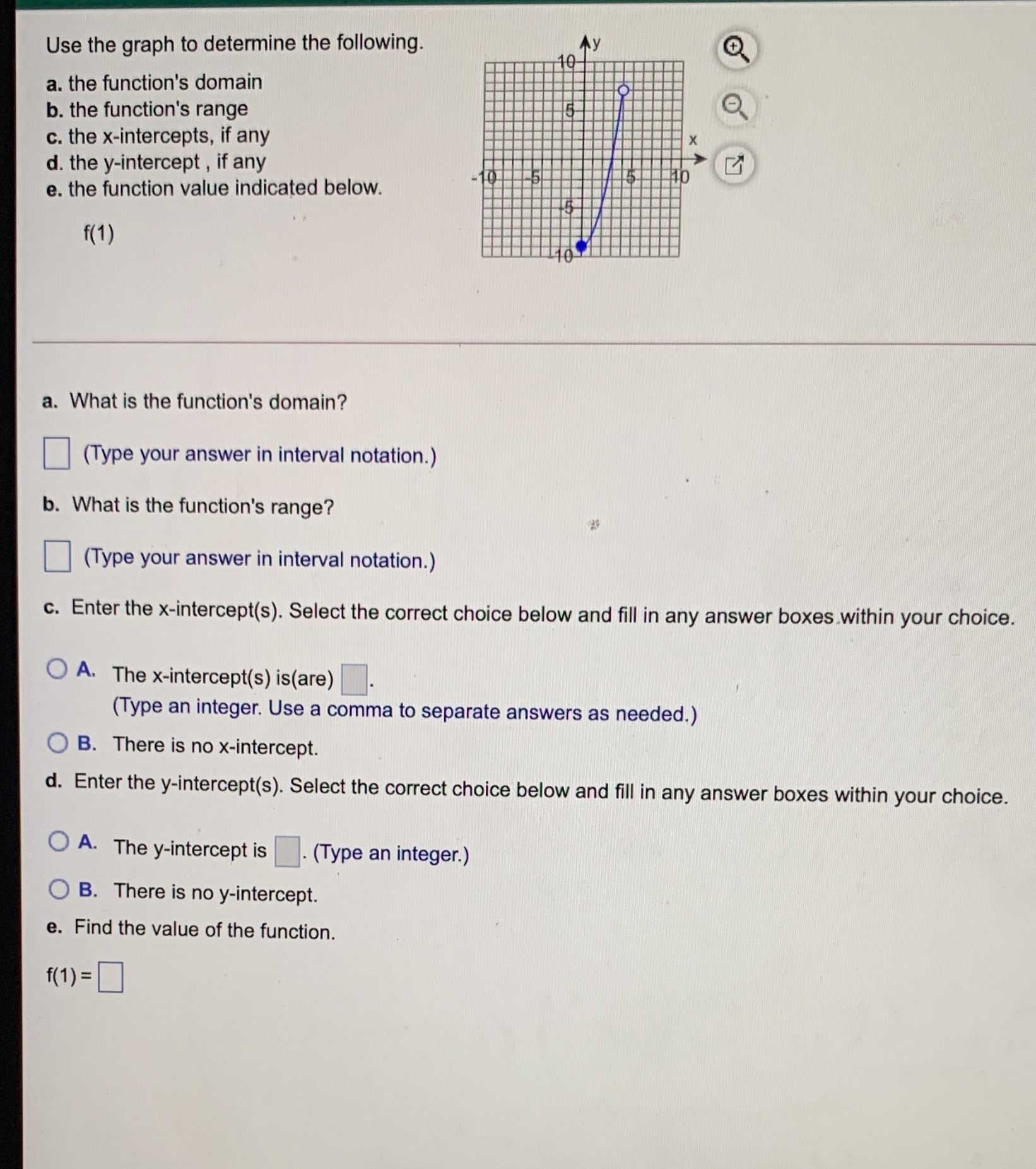 Use the graph to determine the following. a. the