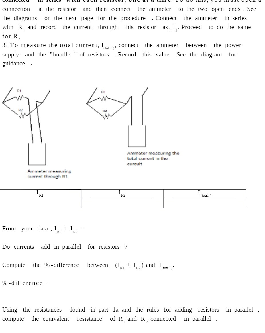 connection at the resistor and then connect the