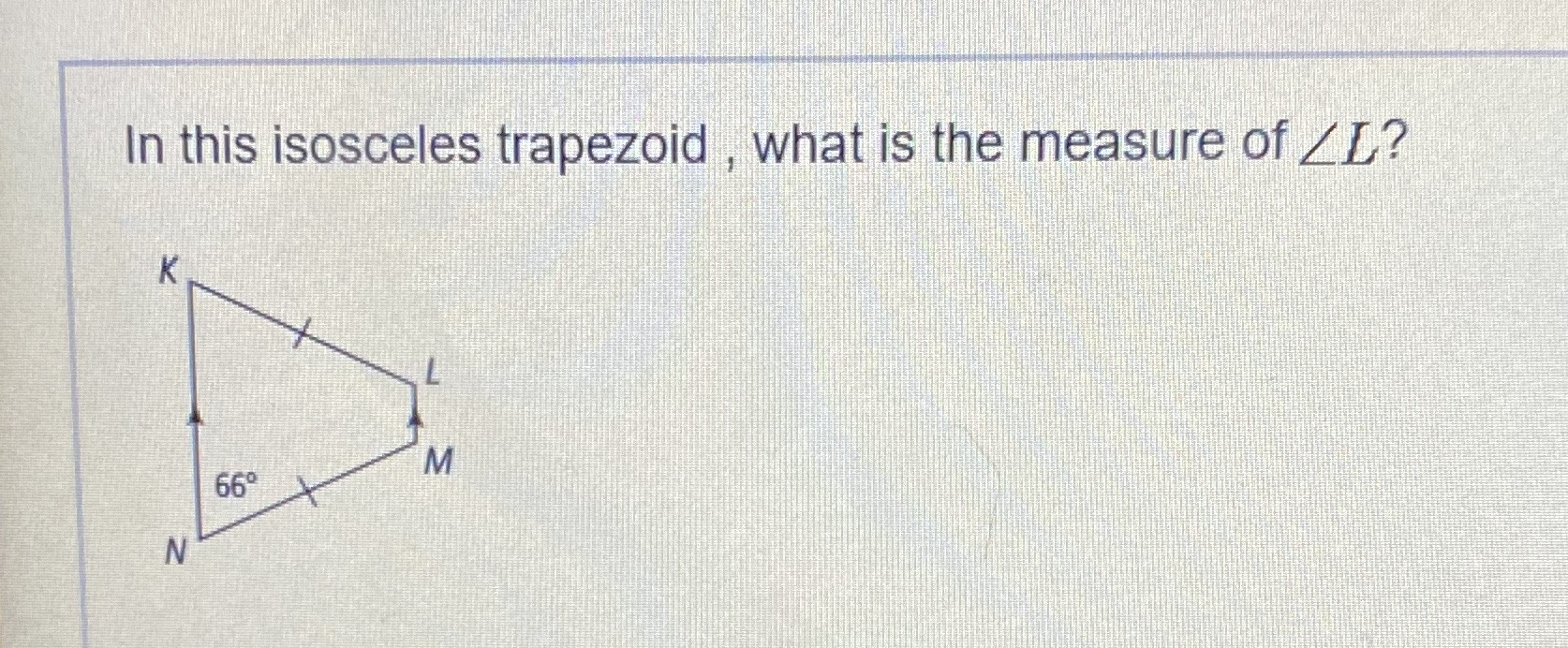 In this isosceles trapezoid what is the measure