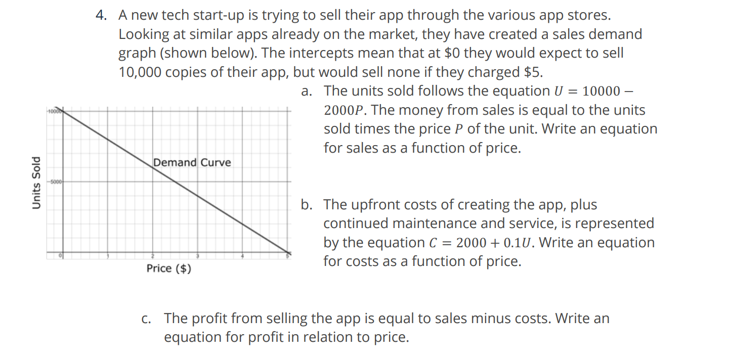 Units Sold 4. A new tech start-up is trying to