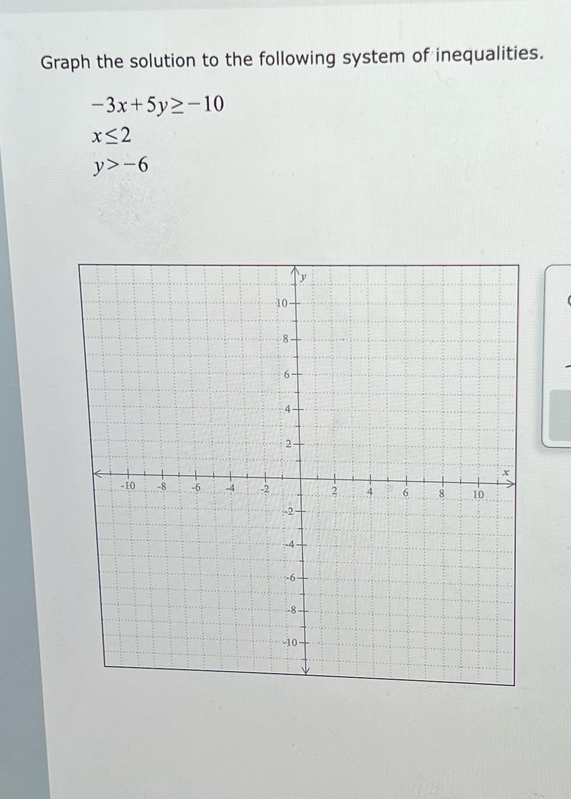 Graph the solution to the following system of