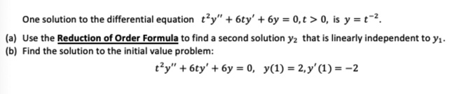 Question 1 One solution to the differential