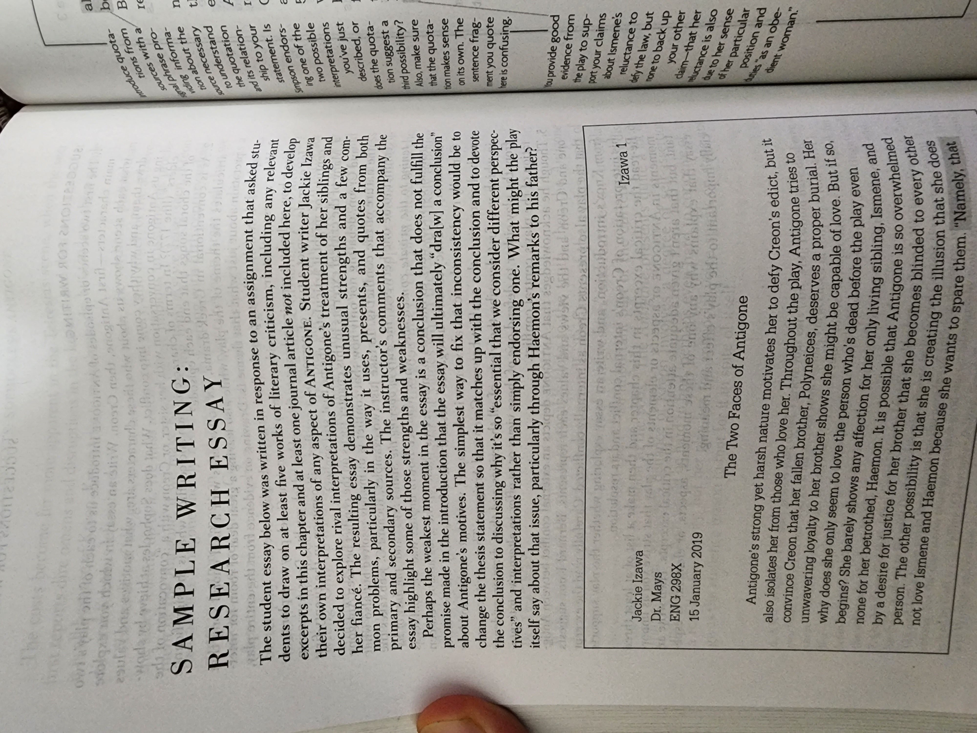 Read the assigned example essay below. (Keep in