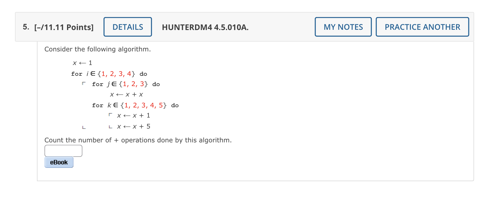 5. [-/11.11 Points] DETAILS HUNTERDM4 4.5.010A.