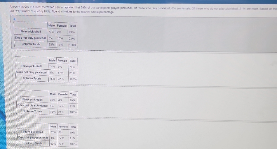 A recent survey at a local recreation center