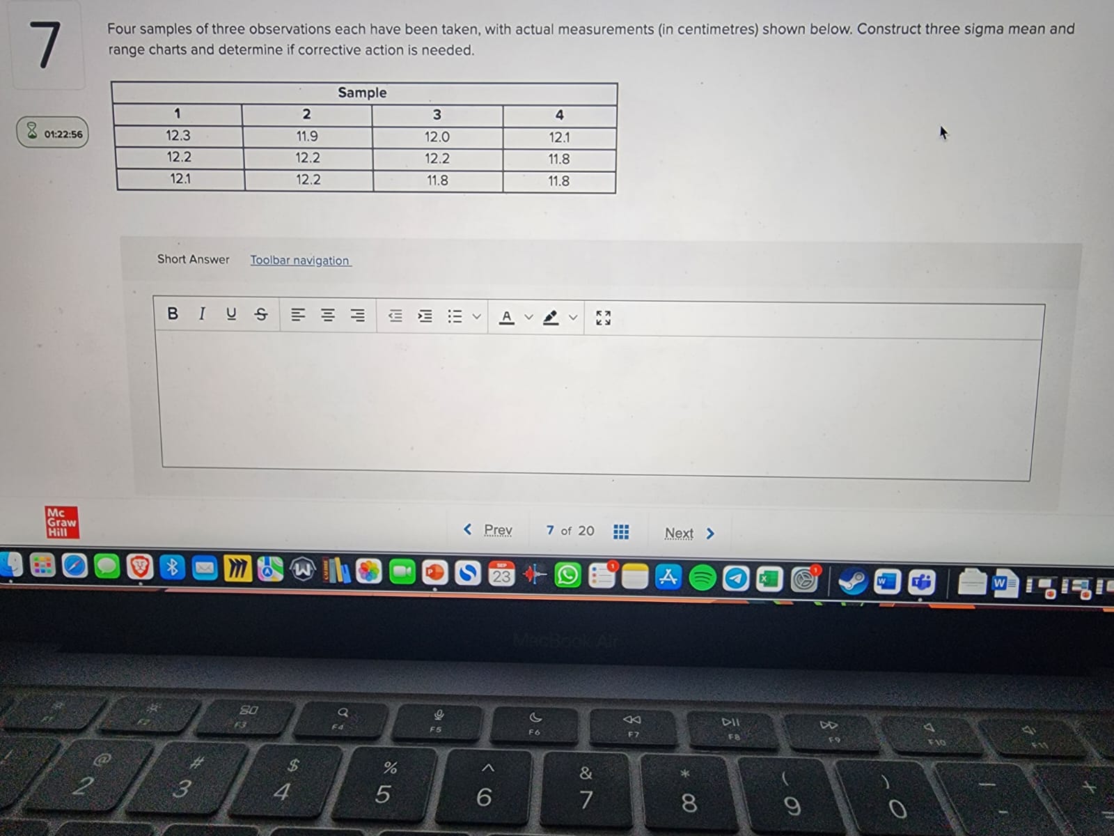 Four samples of three observations each have been