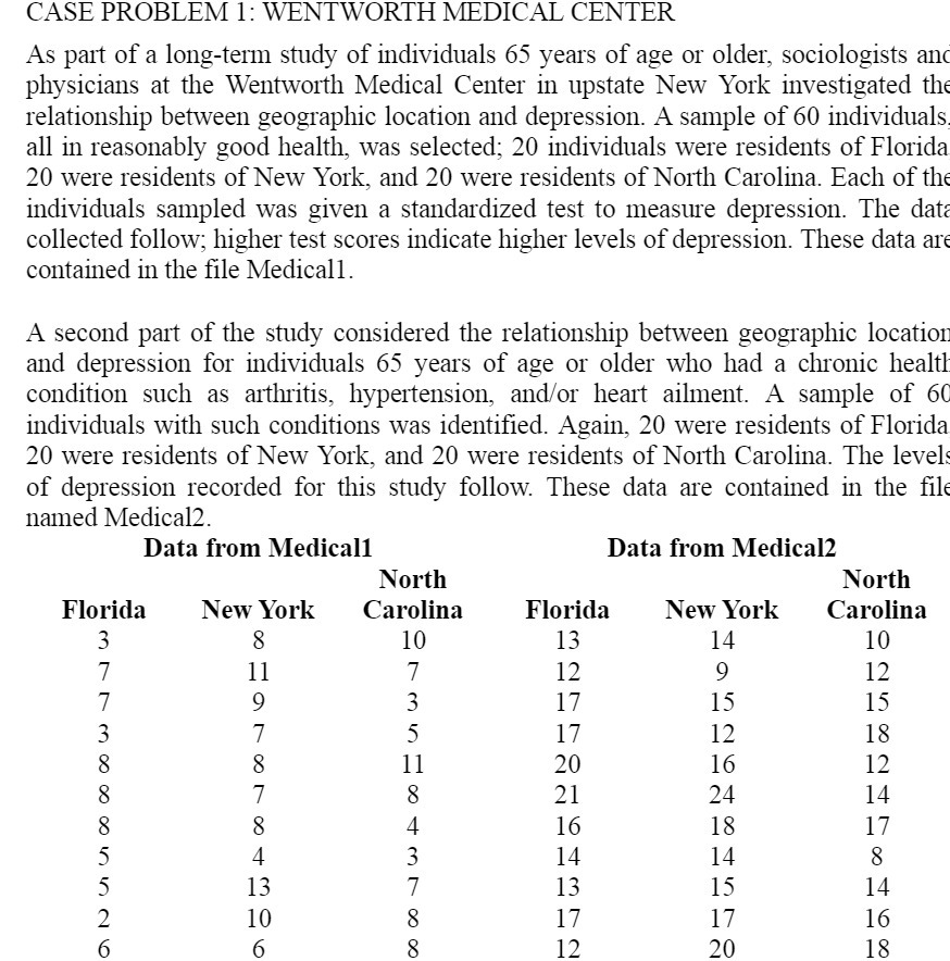 CASE PROBLEM 1: WENTWORTH MEDICAL CENTER As part