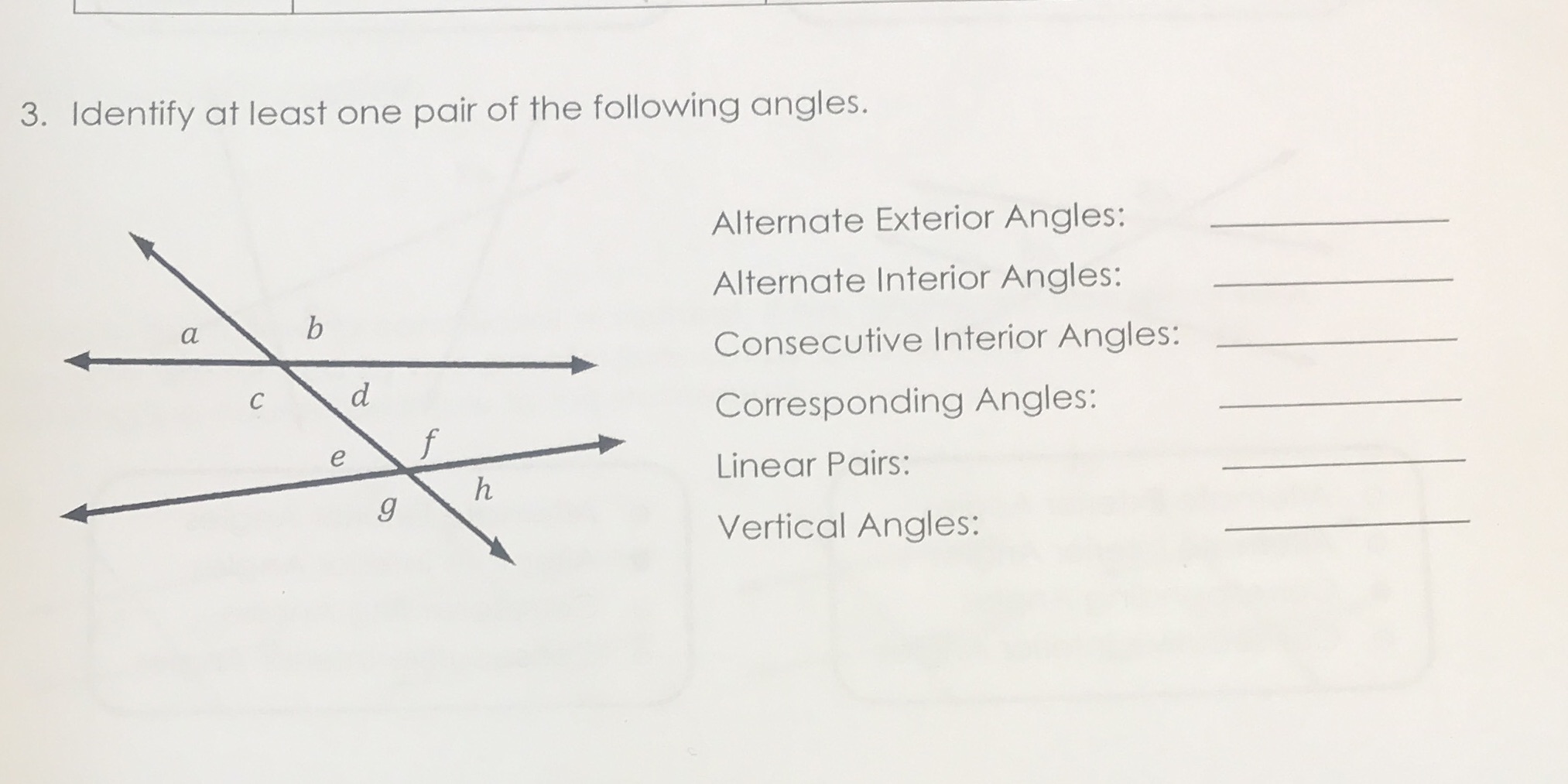 3. Identify at least one pair of the following