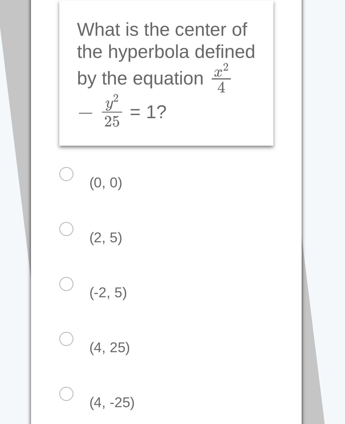What is the center of the hyperbola defined by