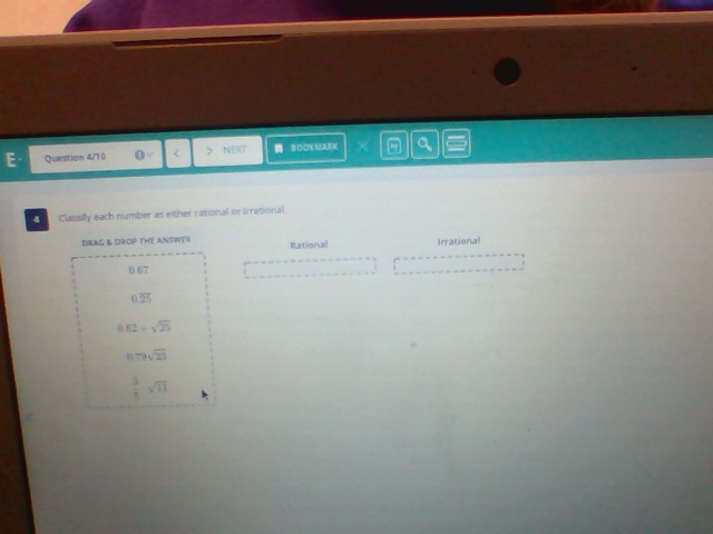 4 Classify each number as either rational or