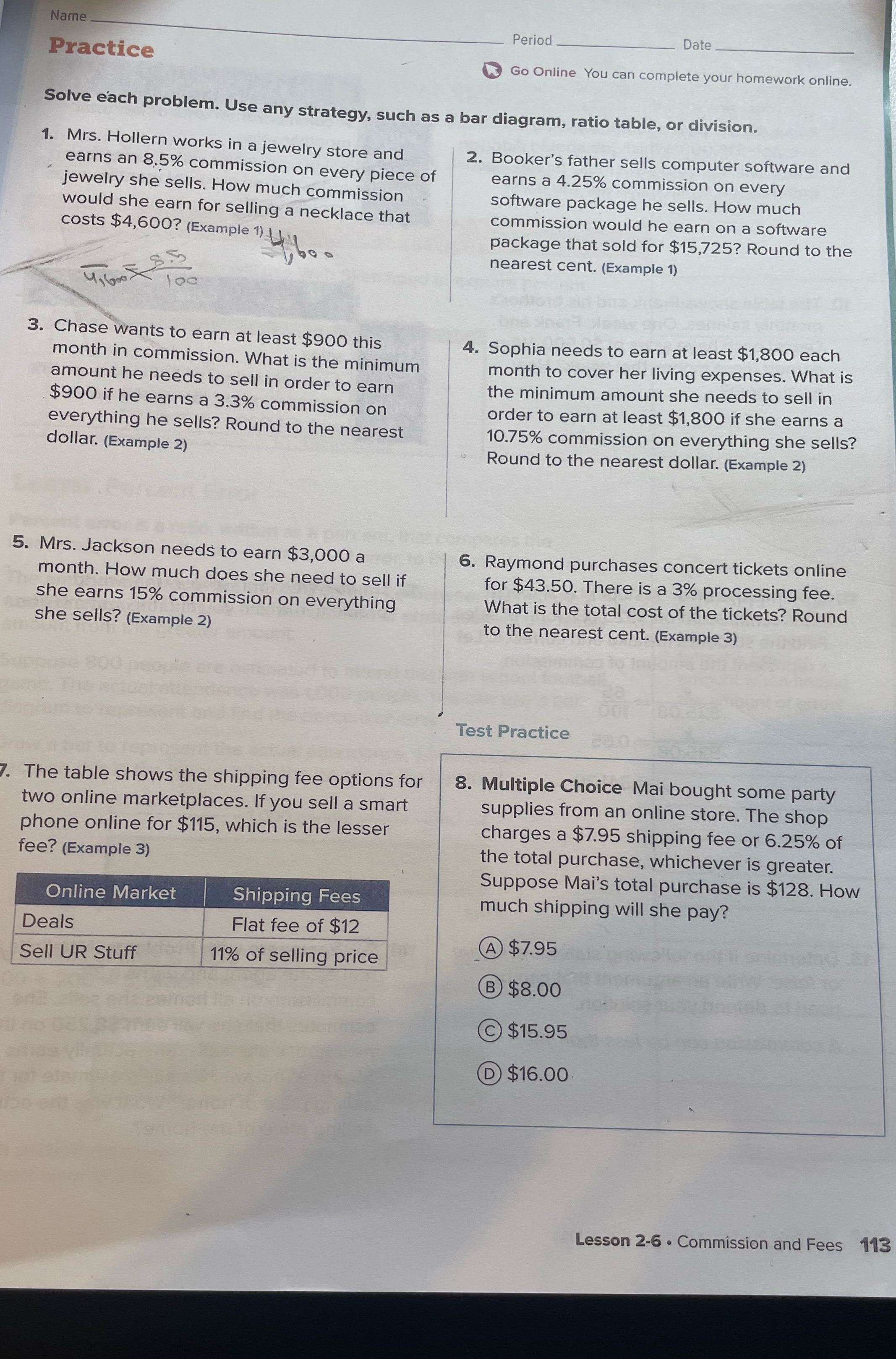 Name Period Date Practice Go Online You can