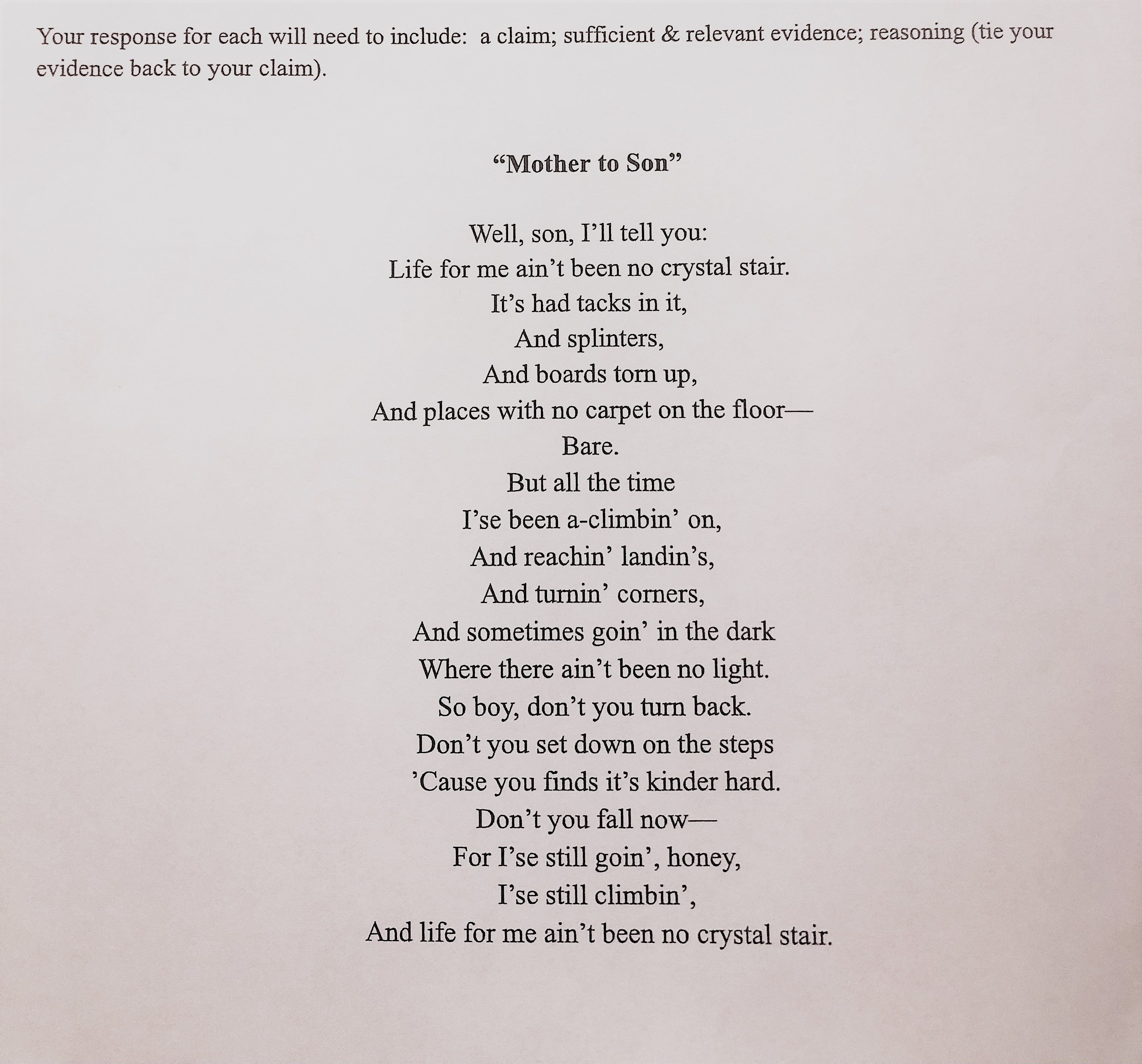 Analyze how Langston Hughes, the author of the