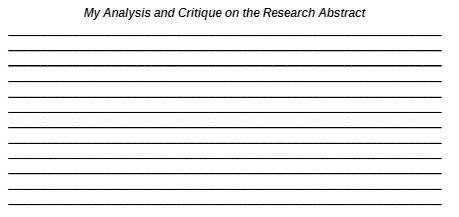 My Analysis and Critique on the Research Abstract