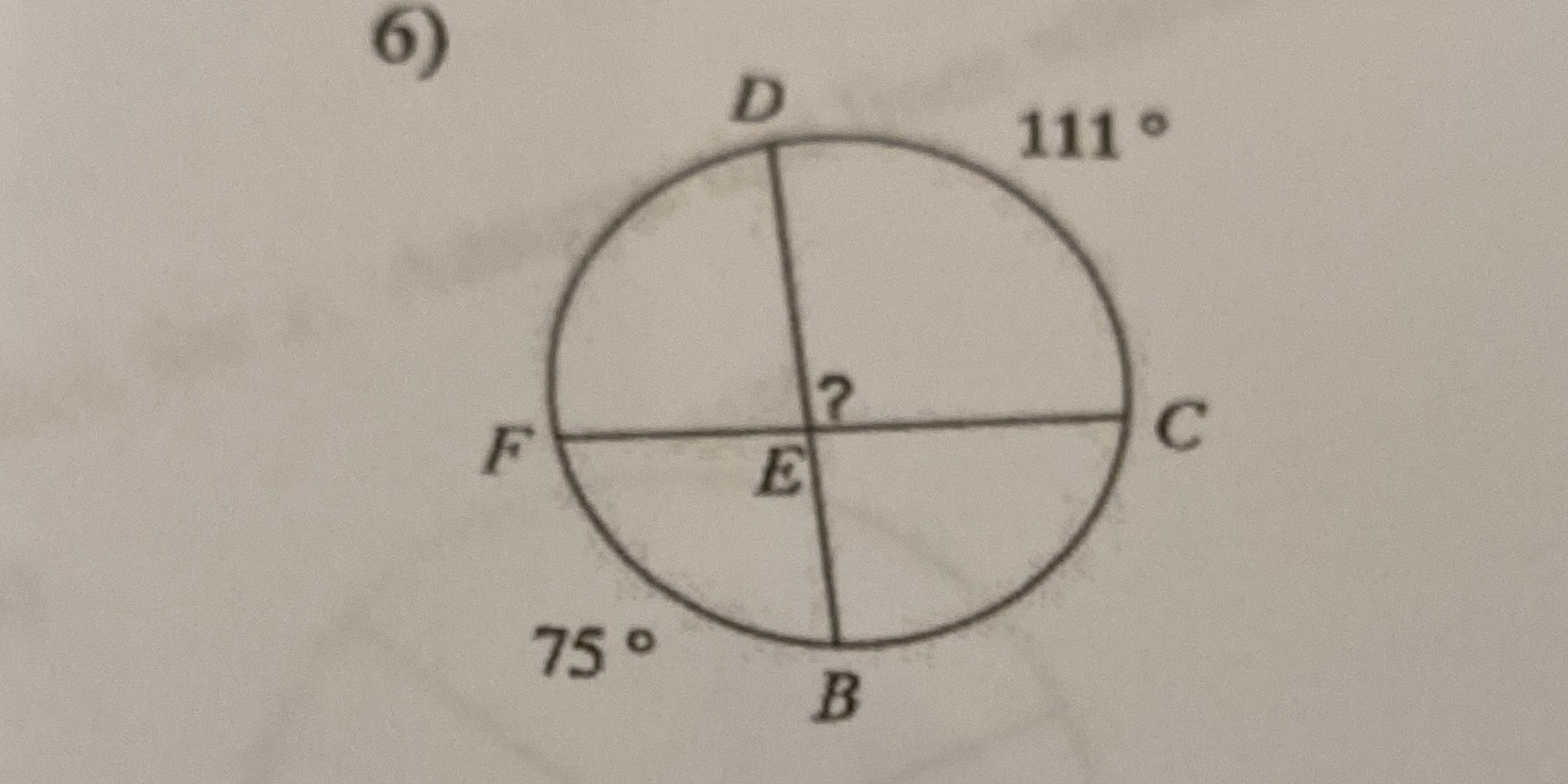 Find the measure of the arc or angle indicated.