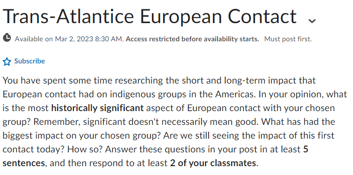 Trans-Atlantice European Contact .... e Available