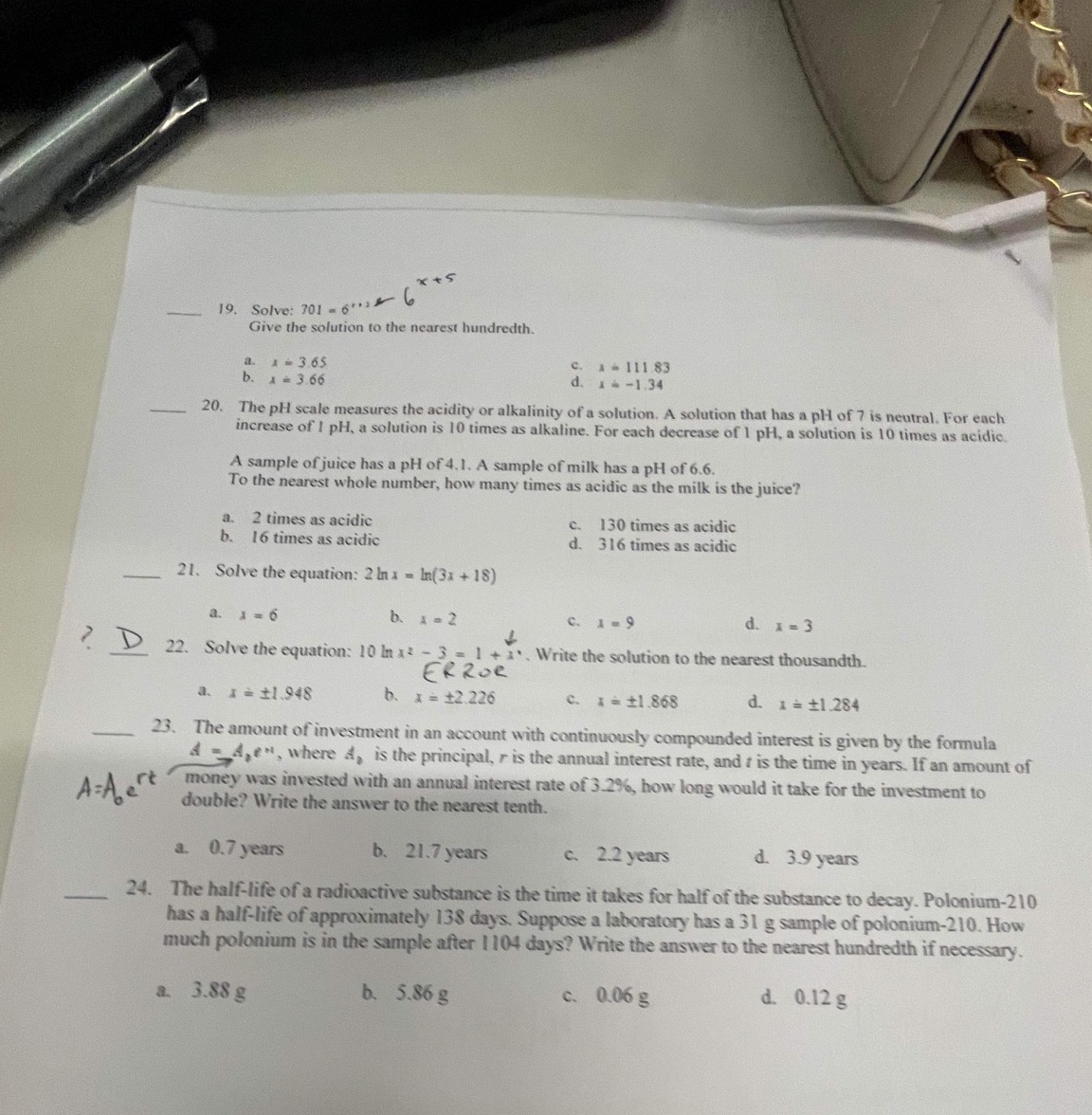 * +5 19. Solve: 701 =62 6 Give the solution to