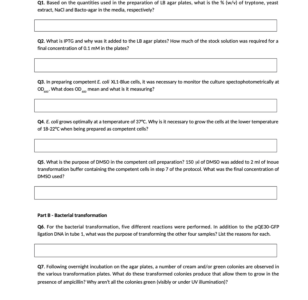 Q1. Based on the quantities used in the