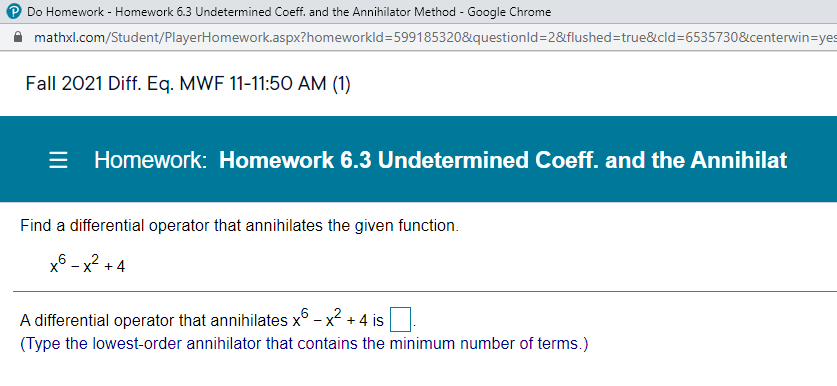 P Do Homework - Homework 6.3 Undetermined Coeff.